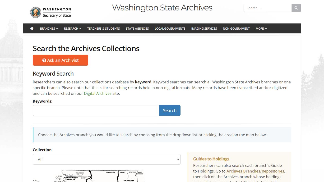 Search the Archives Collections - Secretary of State of Washington